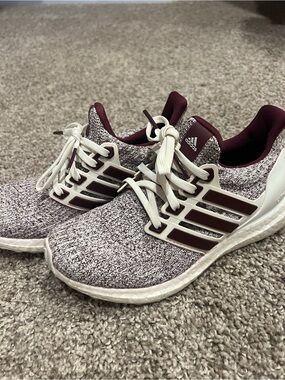 adidas Women's Burgundy and White Knit Sneakers